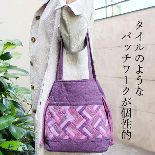 手織り巾着トートバッグ