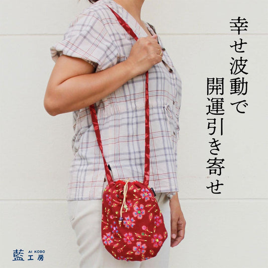 ビーズ刺繍巾着ポシェット