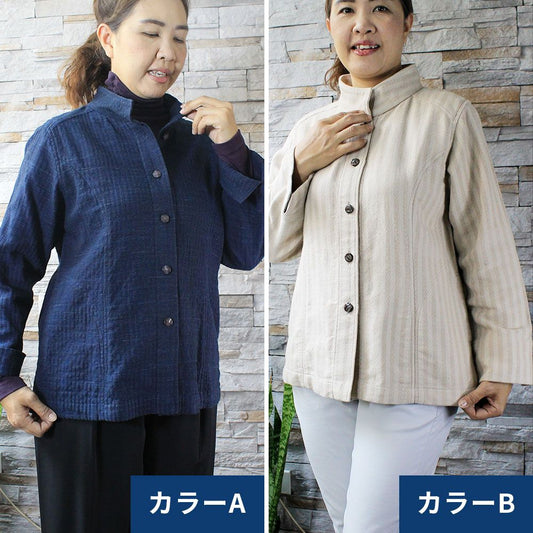 藍染め草木染め長袖ジャケット