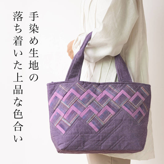 細かいパッチワークのトートバッグ