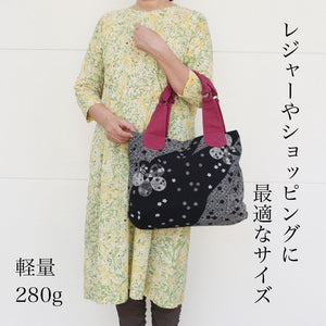 和柄プリント大きめトート