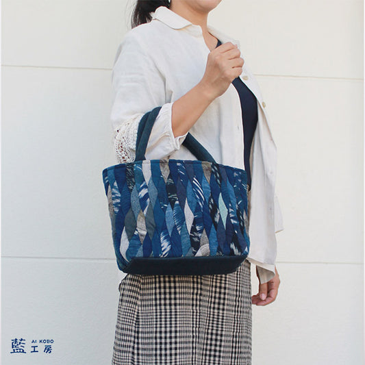 手織りパッチワークトートバッグ