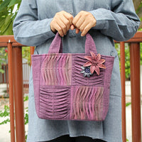 本革ブローチクレマチスS3.5cm