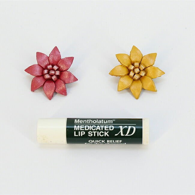 本革ブローチクレマチスS3.5cm