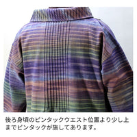 手織りピンタック重ね襟チュニックブラウス