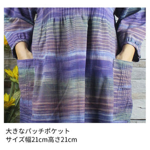 手織りピンタック重ね襟チュニックブラウス