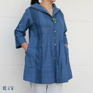 藍染め手織り木綿七分袖ジャケット