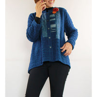 絣ざっくり織り藍染めジャケット