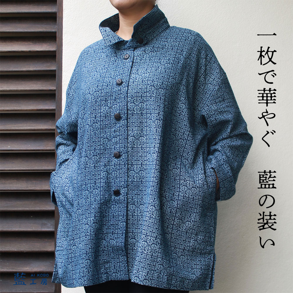 藍染チュニックブラウス