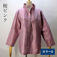 タイシルクピンタックチュニックブラウスジャケット